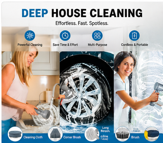 Homiqo ScrubPro cordless electric spin scrubber for deep house cleaning